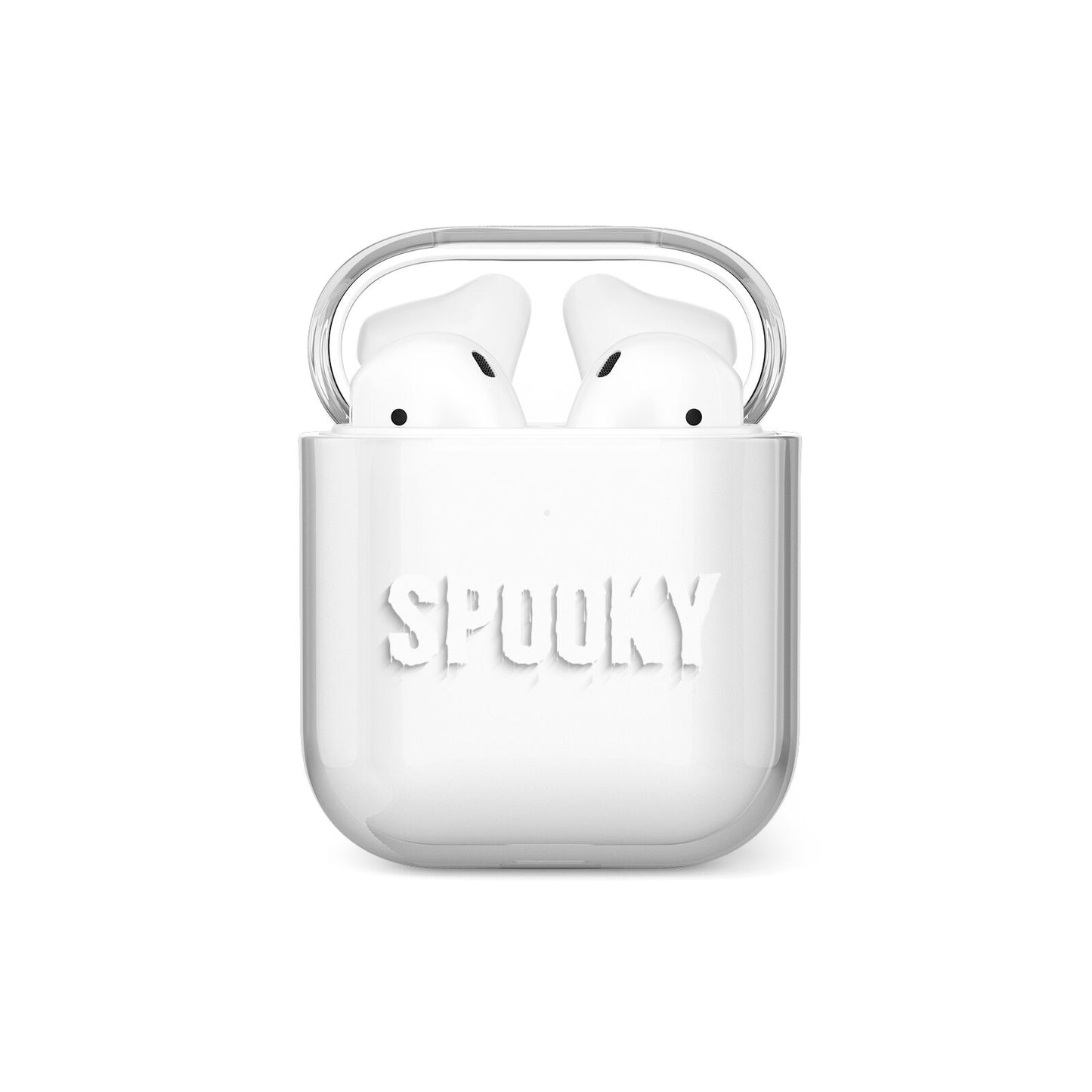 White Dripping Spooky Text AirPods Case