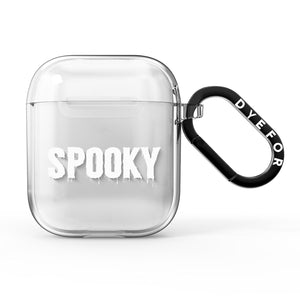 White Dripping Spooky Text AirPods Case