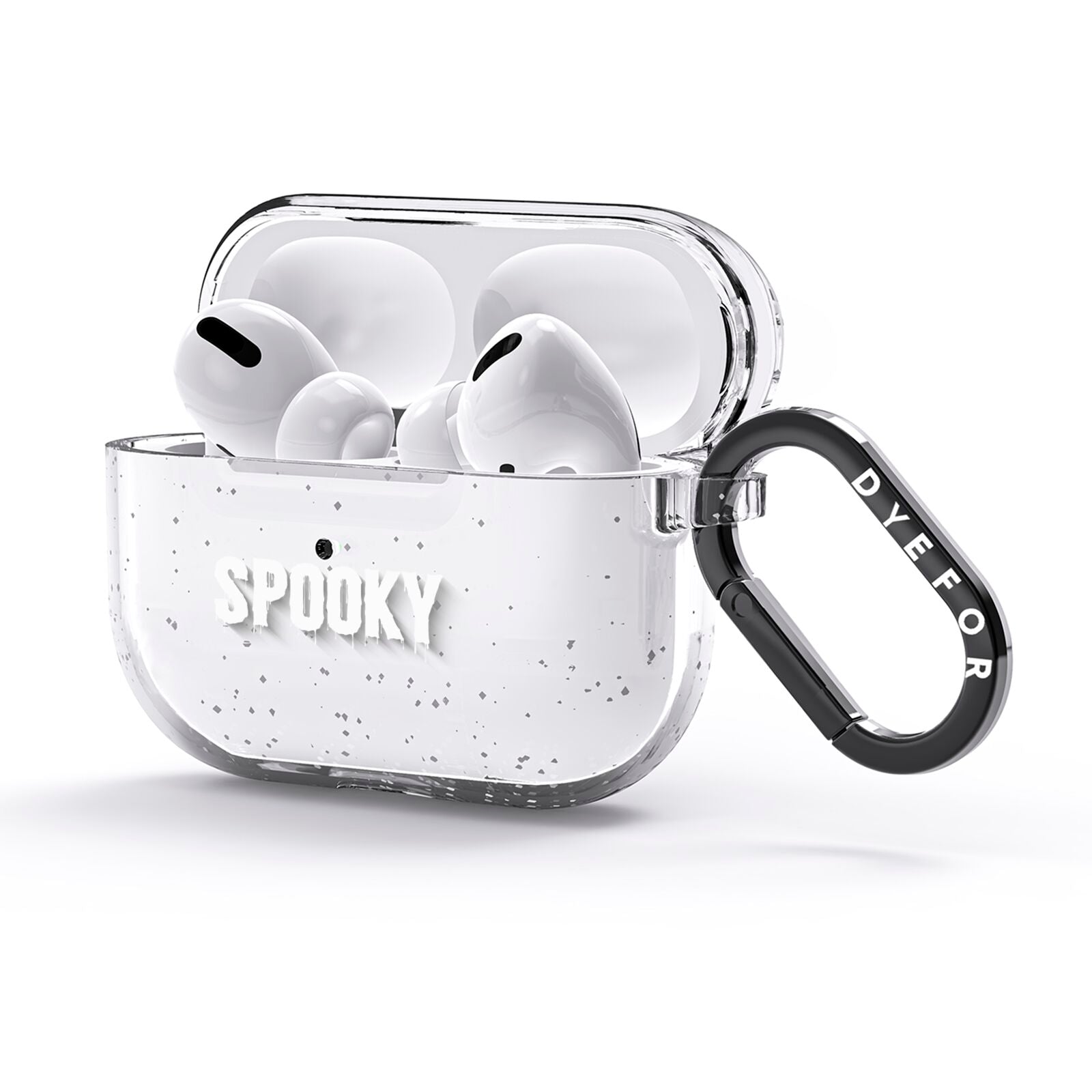 White Dripping Spooky Text AirPods Glitter Case 3rd Gen Side Image
