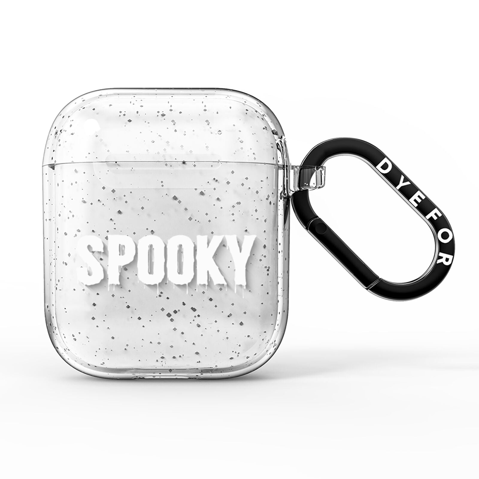 White Dripping Spooky Text AirPods Glitter Case