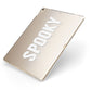 White Dripping Spooky Text Apple iPad Case on Gold iPad Side View