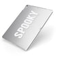 White Dripping Spooky Text Apple iPad Case on Silver iPad Side View