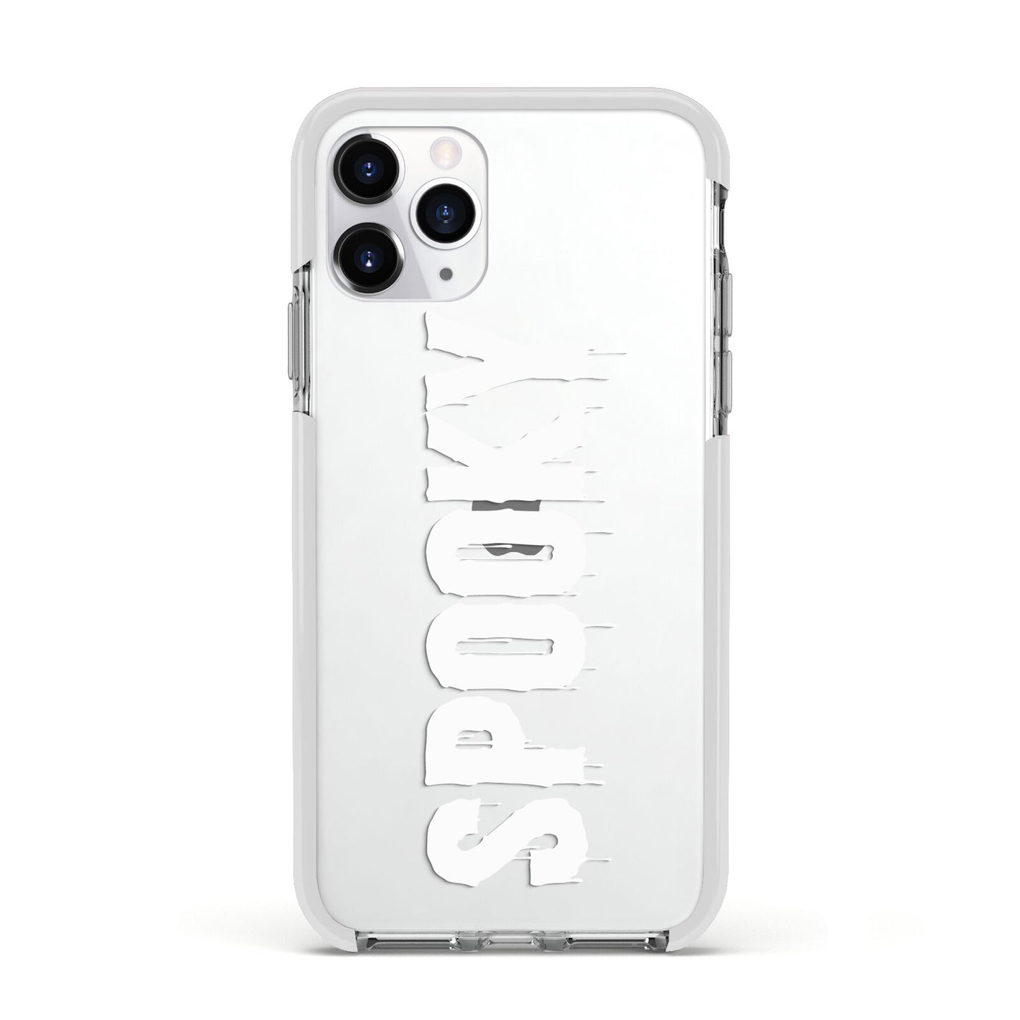 White Dripping Spooky Text Apple iPhone 11 Pro in Silver with White Impact Case