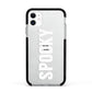 White Dripping Spooky Text Apple iPhone 11 in White with Black Impact Case