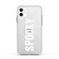 White Dripping Spooky Text Apple iPhone 11 in White with White Impact Case