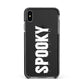 White Dripping Spooky Text Apple iPhone Xs Max Impact Case Black Edge on Black Phone