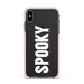 White Dripping Spooky Text Apple iPhone Xs Max Impact Case Pink Edge on Black Phone