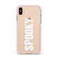 White Dripping Spooky Text Apple iPhone Xs Max Impact Case Pink Edge on Gold Phone