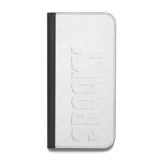 White Dripping Spooky Text Vegan Leather Flip Samsung Case