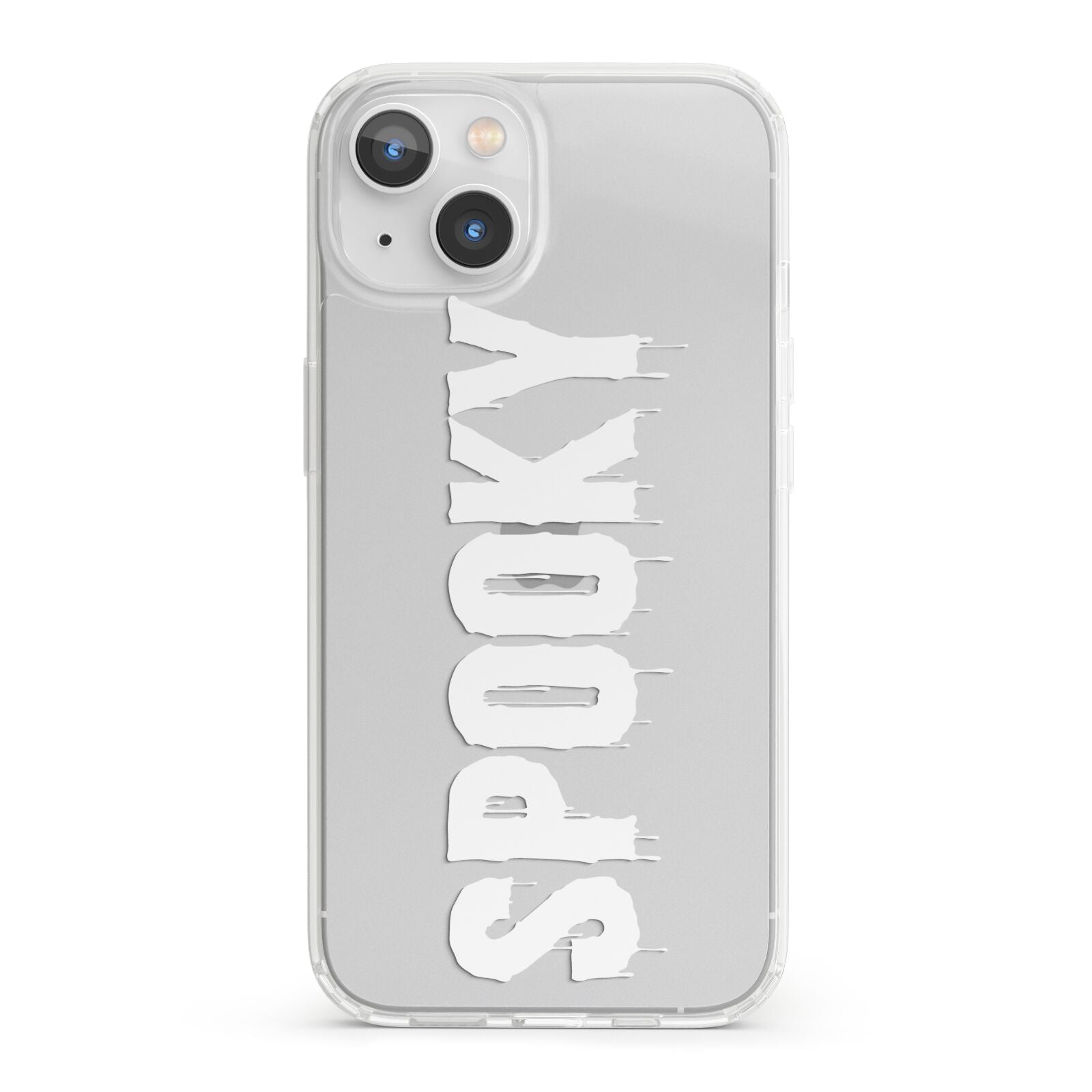 White Dripping Spooky Text iPhone 13 Clear Bumper Case