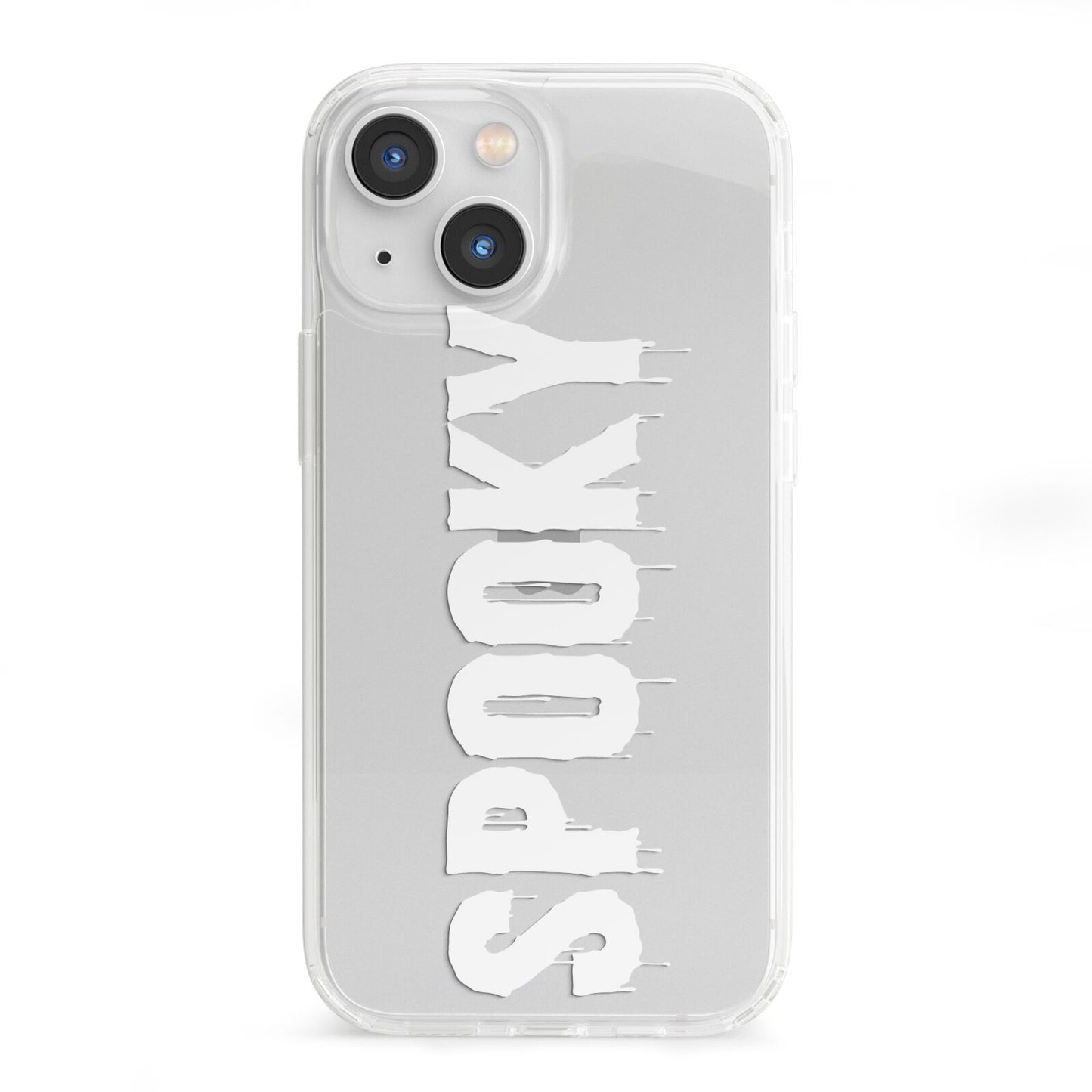 White Dripping Spooky Text iPhone 13 Mini Clear Bumper Case