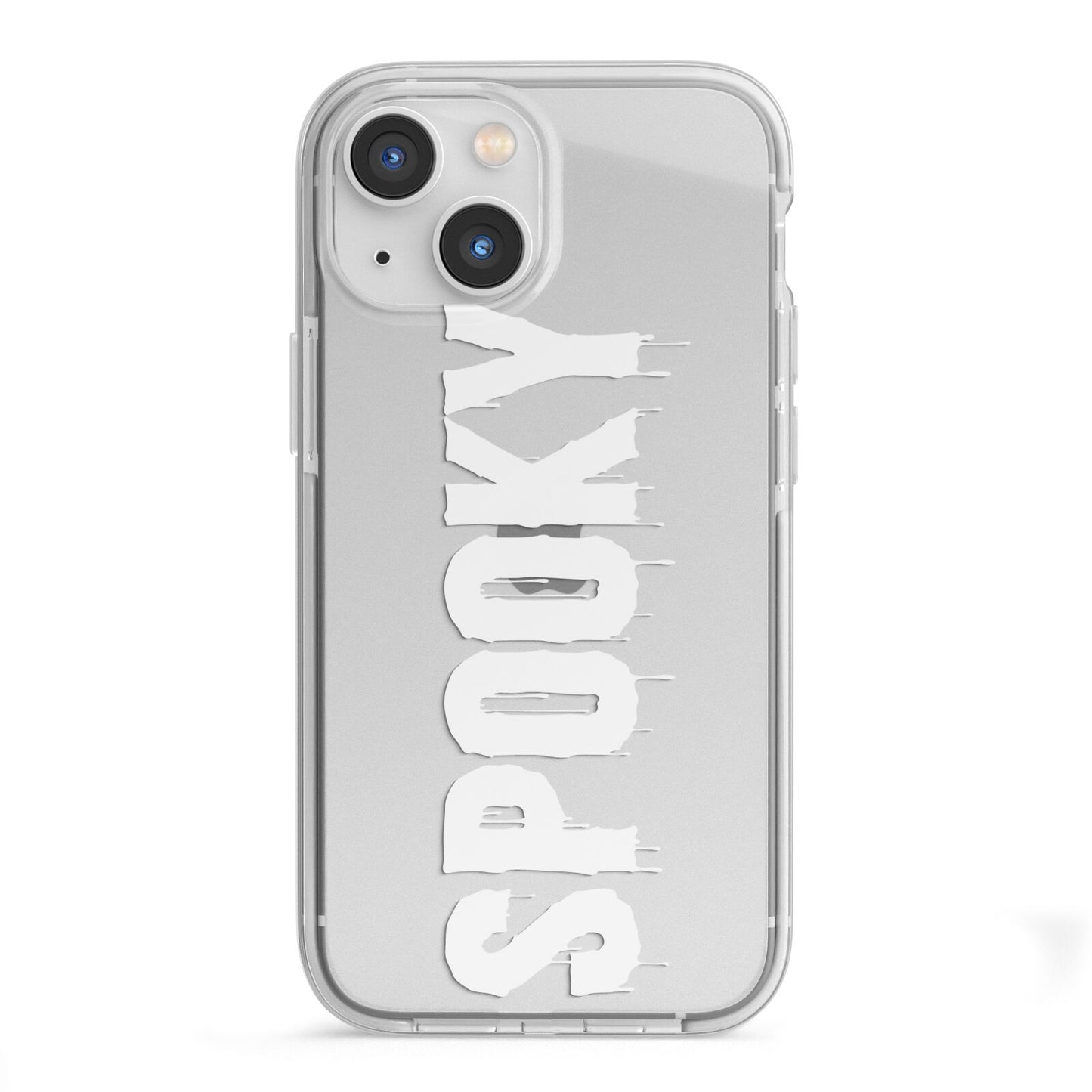White Dripping Spooky Text iPhone 13 Mini TPU Impact Case with White Edges