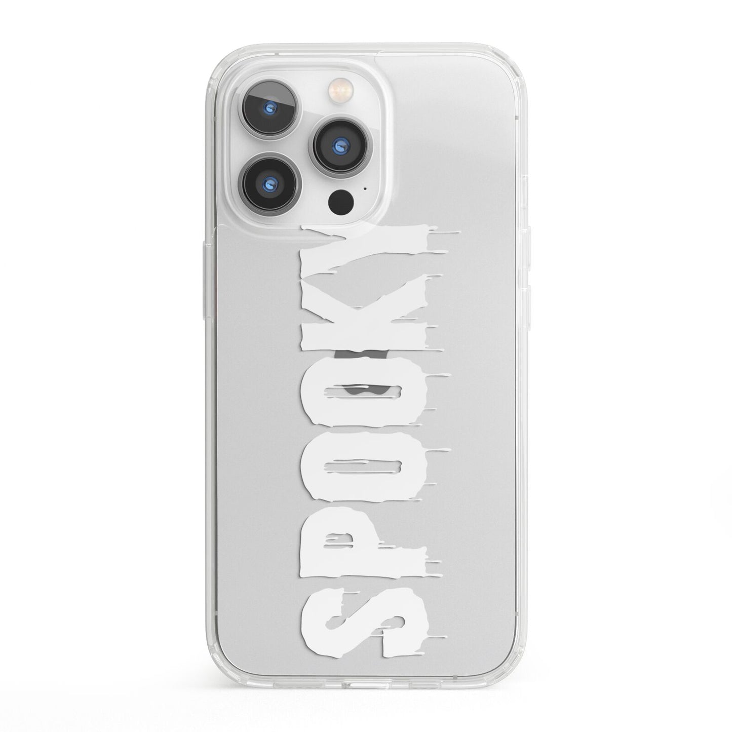 White Dripping Spooky Text iPhone 13 Pro Clear Bumper Case