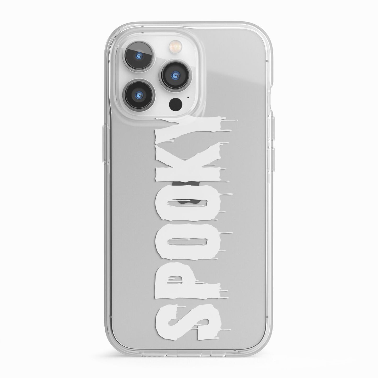 White Dripping Spooky Text iPhone 13 Pro TPU Impact Case with White Edges