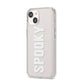 White Dripping Spooky Text iPhone 14 Clear Tough Case Starlight Angled Image