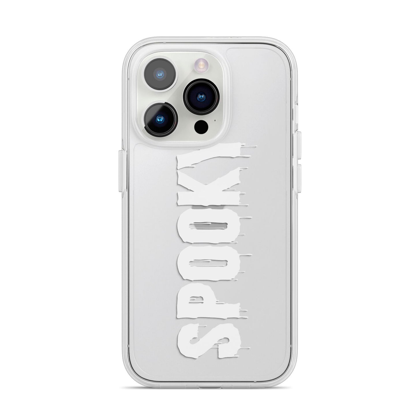 White Dripping Spooky Text iPhone 14 Pro Clear Tough Case Silver