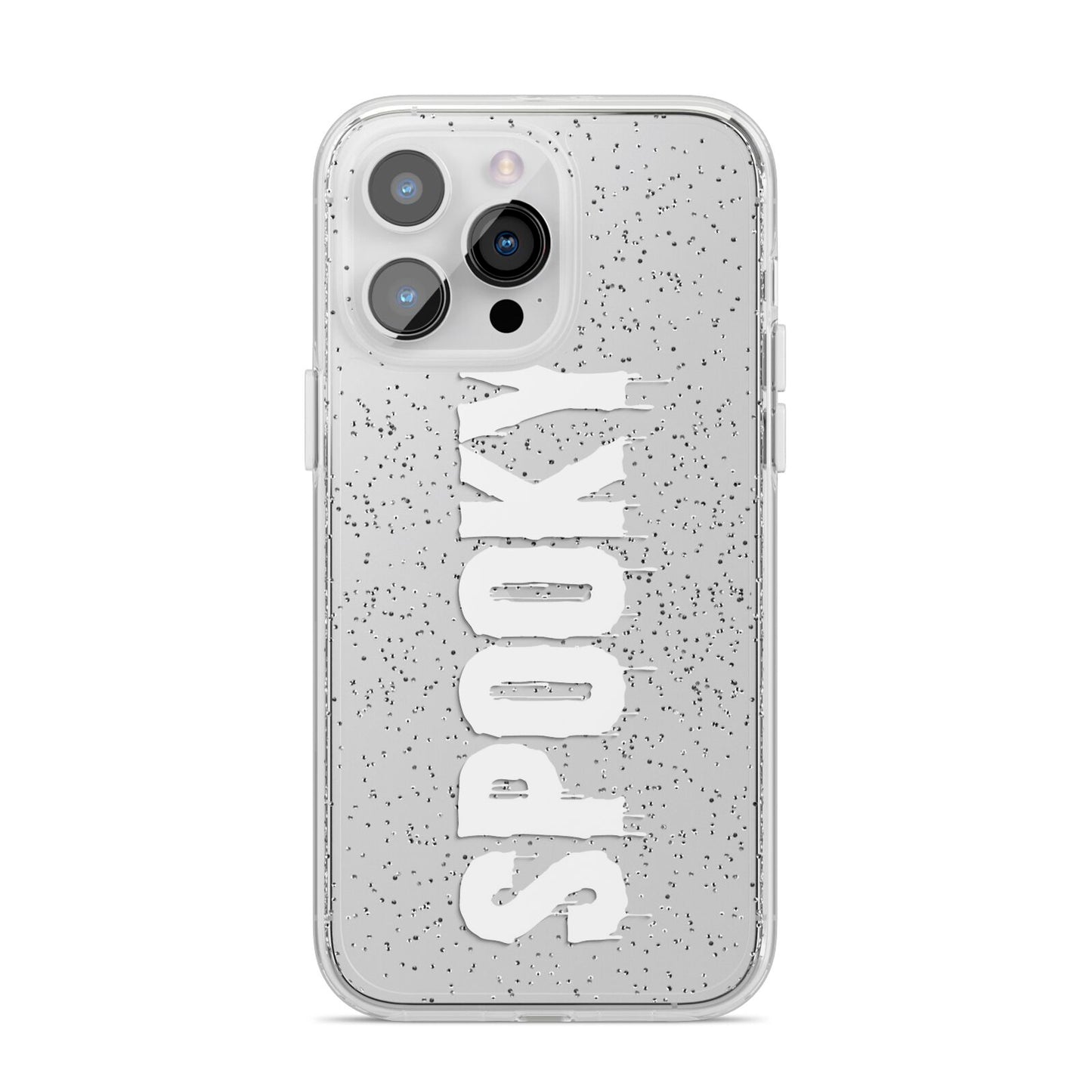 White Dripping Spooky Text iPhone 14 Pro Max Glitter Tough Case Silver
