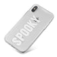 White Dripping Spooky Text iPhone X Bumper Case on Silver iPhone