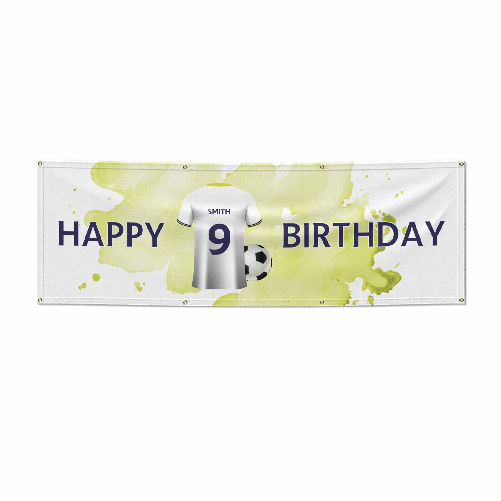 White Football Shirt Personalised 6x2 Vinly Banner with Grommets