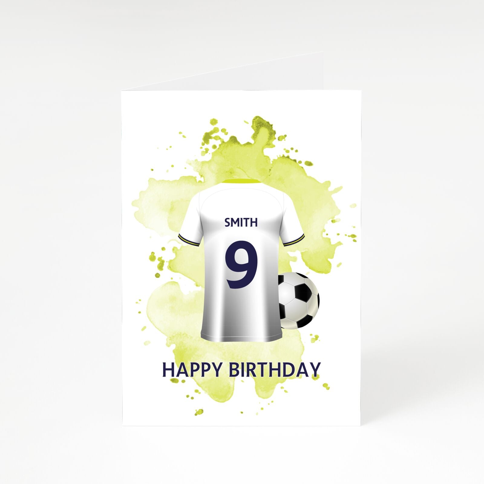 White Football Shirt Personalised A5 Greetings Card