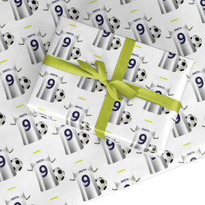 White Football Shirt Personalised Wrapping Paper