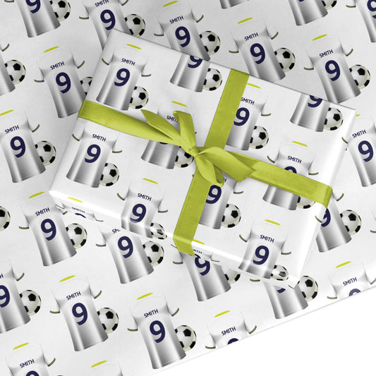 White Football Shirt Personalised Custom Wrapping Paper