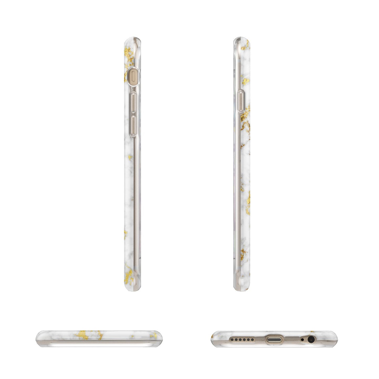 White Gold Personalised Marble Text Apple iPhone 6 3D Wrap Tough Case Alternative Image Angles