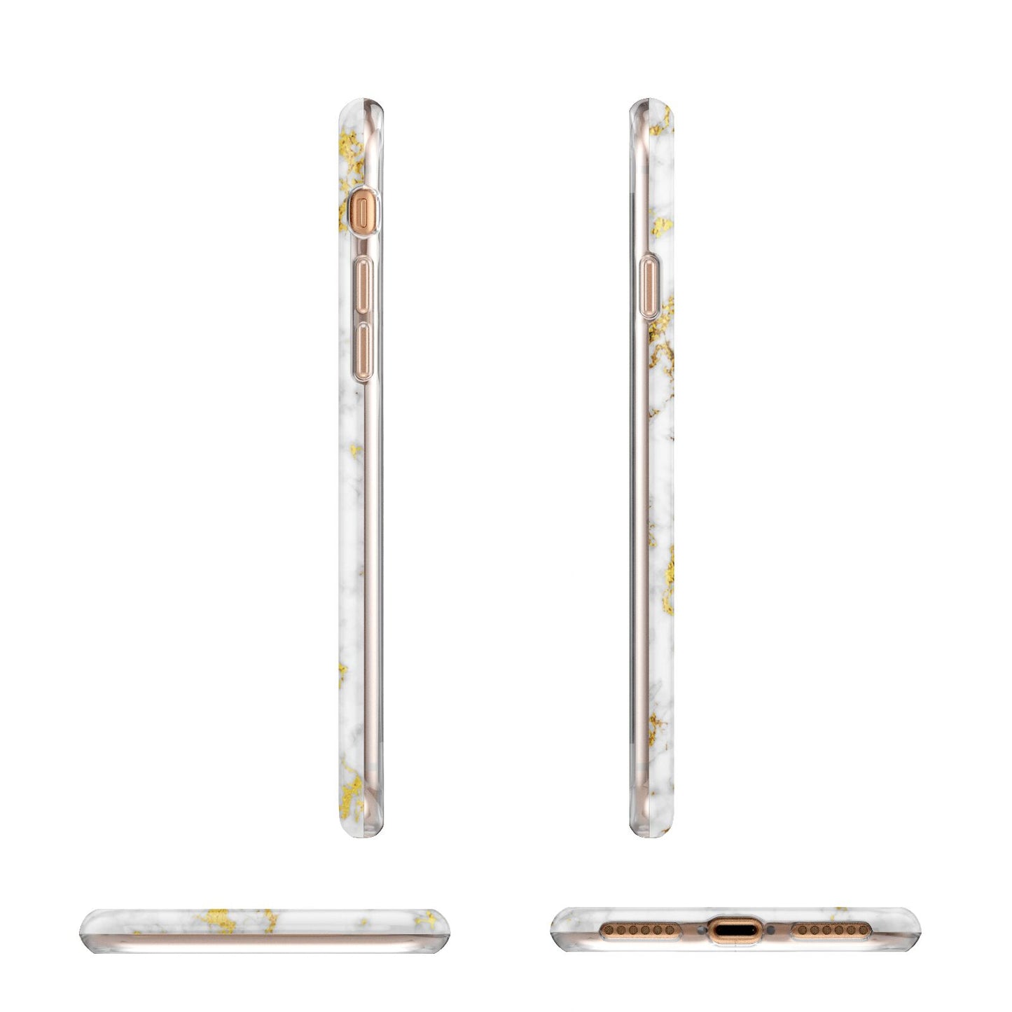 White Gold Personalised Marble Text Apple iPhone 7 8 3D Wrap Tough Case Alternative Image Angles