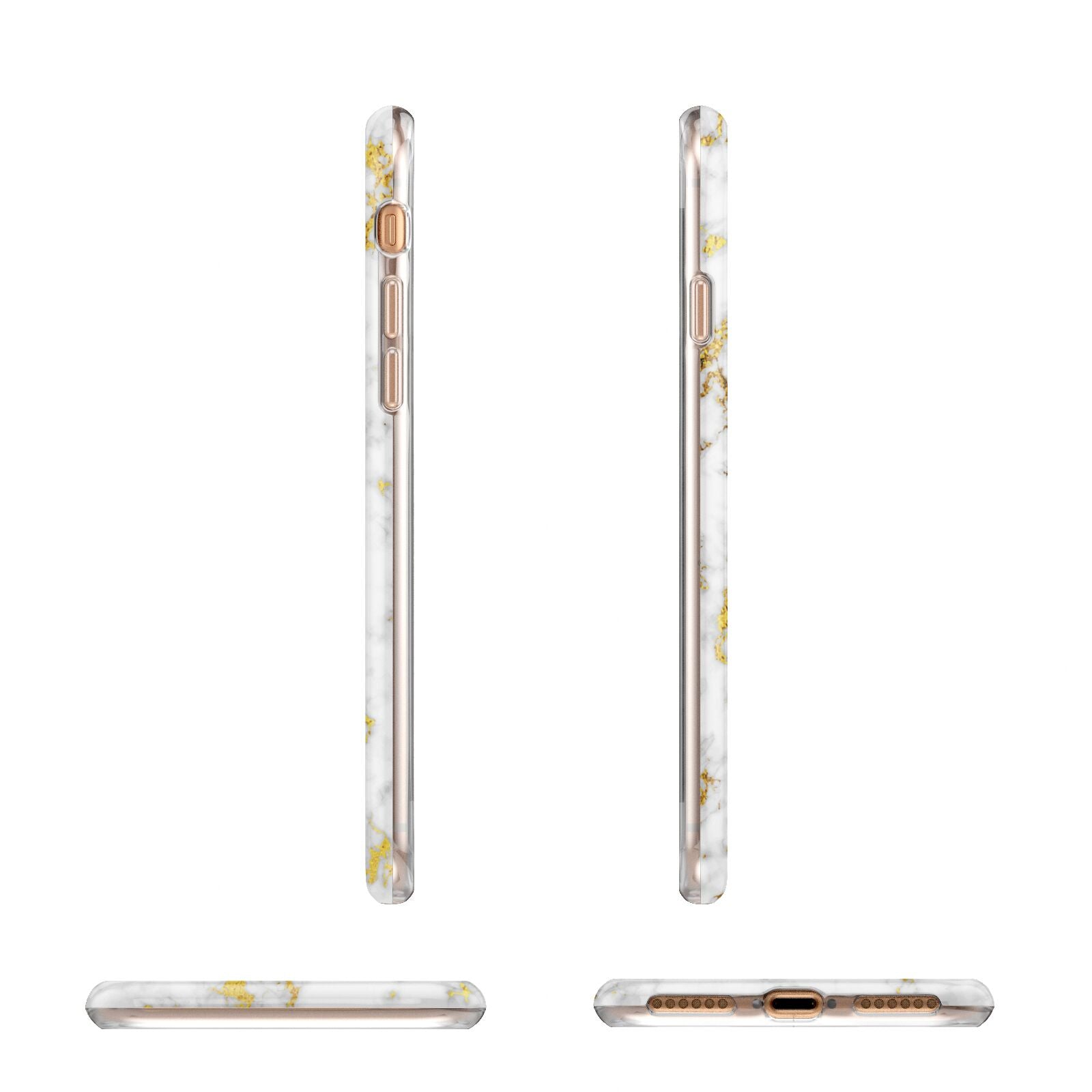 White Gold Personalised Marble Text Apple iPhone 7 8 3D Wrap Tough Case Alternative Image Angles