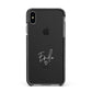 White Handwritten Name Transparent Apple iPhone Xs Max Impact Case Black Edge on Black Phone
