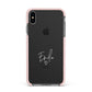 White Handwritten Name Transparent Apple iPhone Xs Max Impact Case Pink Edge on Black Phone