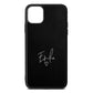 White Handwritten Name Transparent Black Saffiano Leather iPhone 11 Pro Max Case