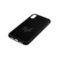 White Handwritten Name Transparent Black Saffiano Leather iPhone Xr Case Side Angle