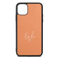 White Handwritten Name Transparent Orange Saffiano Leather iPhone 11 Pro Max Case