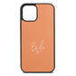 White Handwritten Name Transparent Orange Saffiano Leather iPhone 12 Case