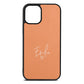 White Handwritten Name Transparent Orange Saffiano Leather iPhone 12 Mini Case