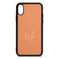 White Handwritten Name Transparent Orange Saffiano Leather iPhone Xs Case