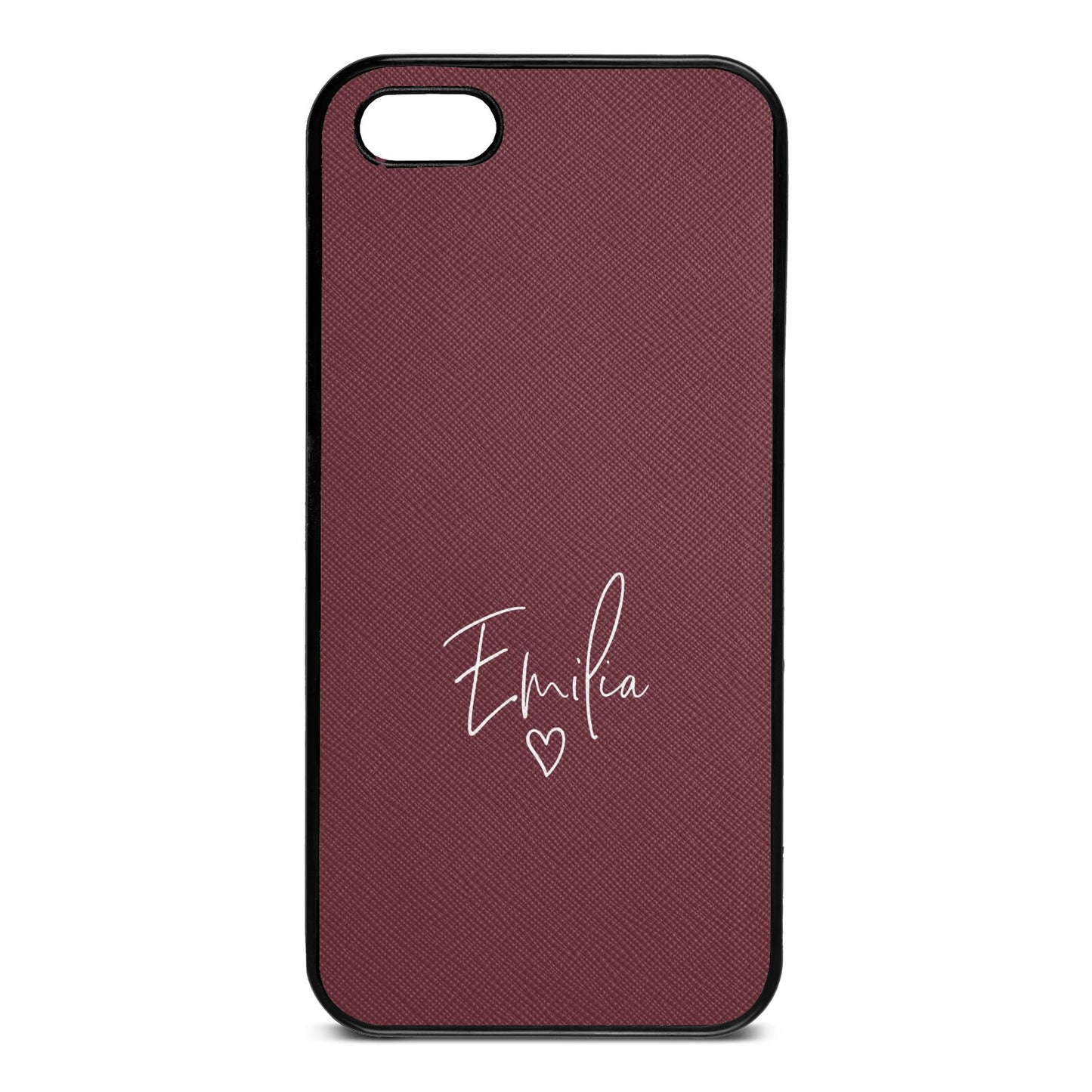 White Handwritten Name Transparent Rose Brown Saffiano Leather iPhone 5 Case