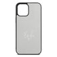 White Handwritten Name Transparent Silver Saffiano Leather iPhone 12 Pro Max Case