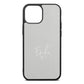 White Handwritten Name Transparent Silver Saffiano Leather iPhone 13 Mini Case