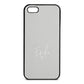 White Handwritten Name Transparent Silver Saffiano Leather iPhone 5 Case