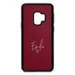 White Handwritten Name Transparent Wine Red Saffiano Leather Samsung S9 Case