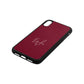 White Handwritten Name Transparent Wine Red Saffiano Leather iPhone Xr Case Side Angle