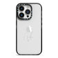 White Handwritten Name Transparent iPhone 14 Pro Black Impact Case on Silver phone