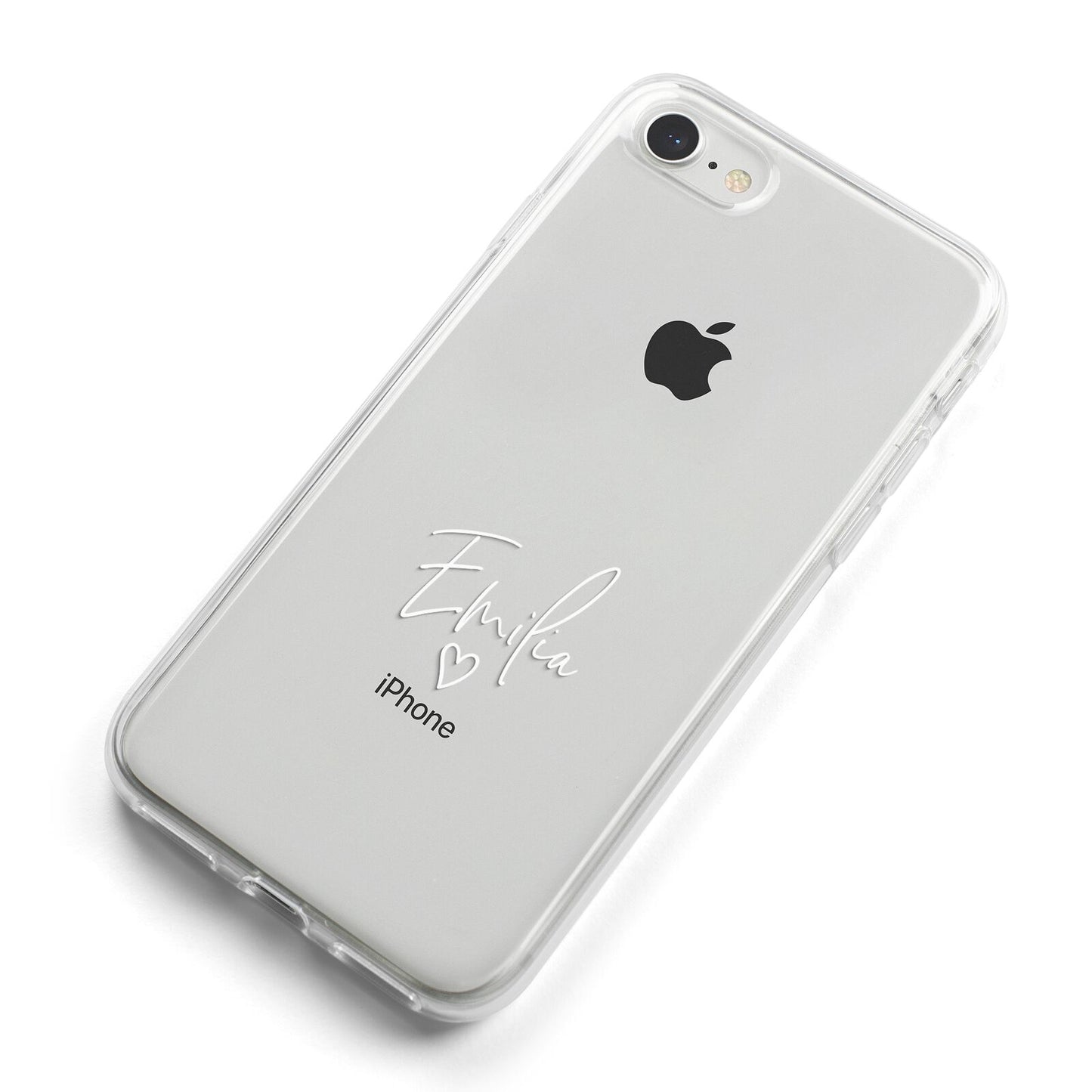White Handwritten Name Transparent iPhone 8 Bumper Case on Silver iPhone Alternative Image