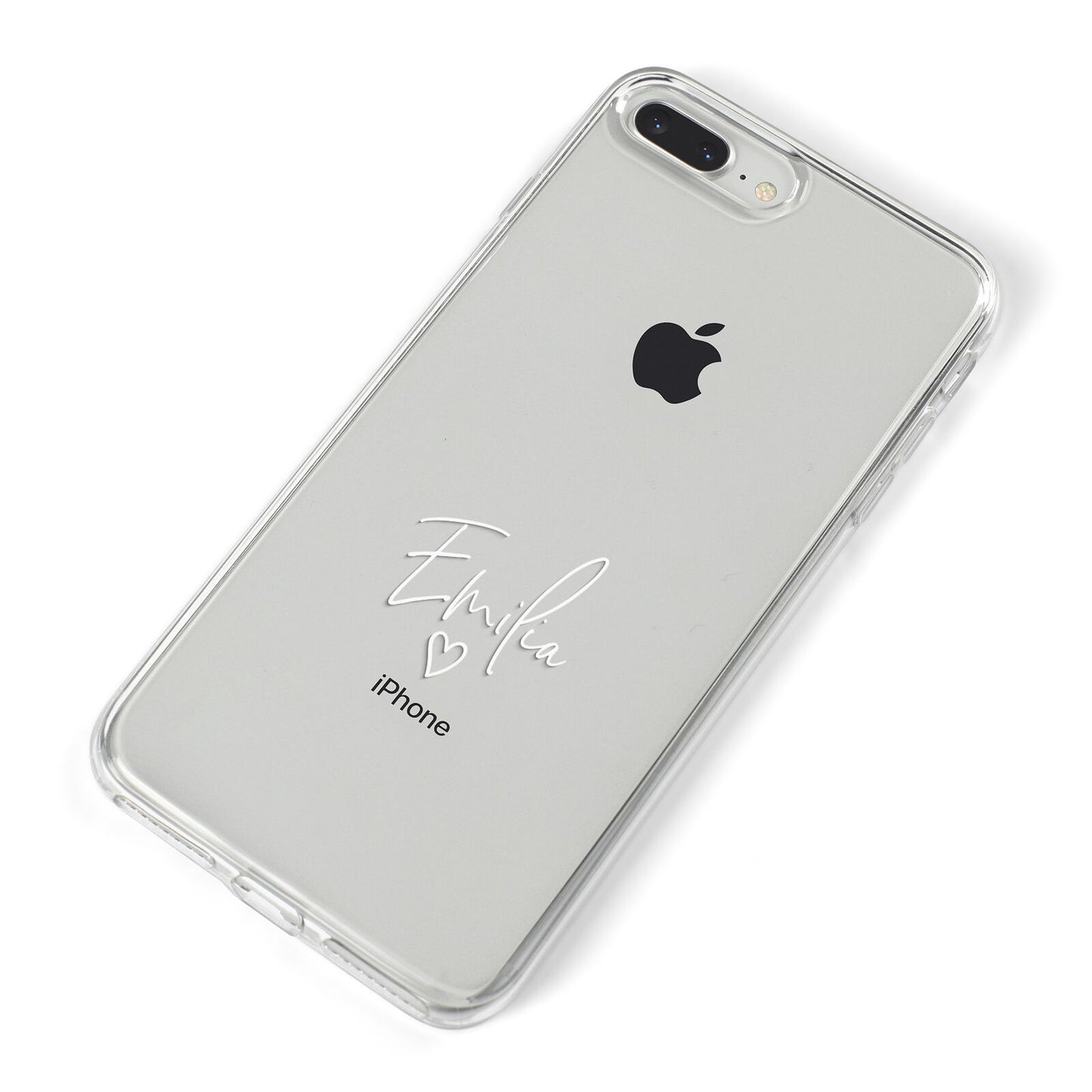 White Handwritten Name Transparent iPhone 8 Plus Bumper Case on Silver iPhone Alternative Image