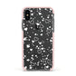White Heart Apple iPhone Xs Impact Case Pink Edge on Black Phone