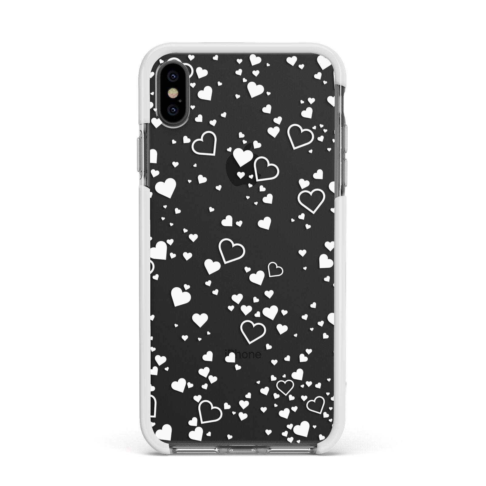 White Heart Apple iPhone Xs Max Impact Case White Edge on Black Phone