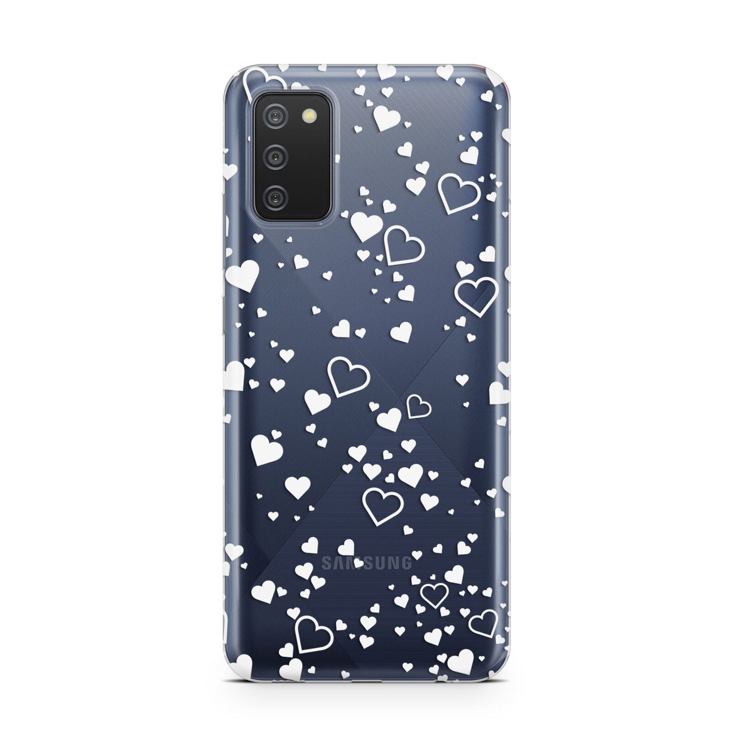 White Heart Samsung A02s Case