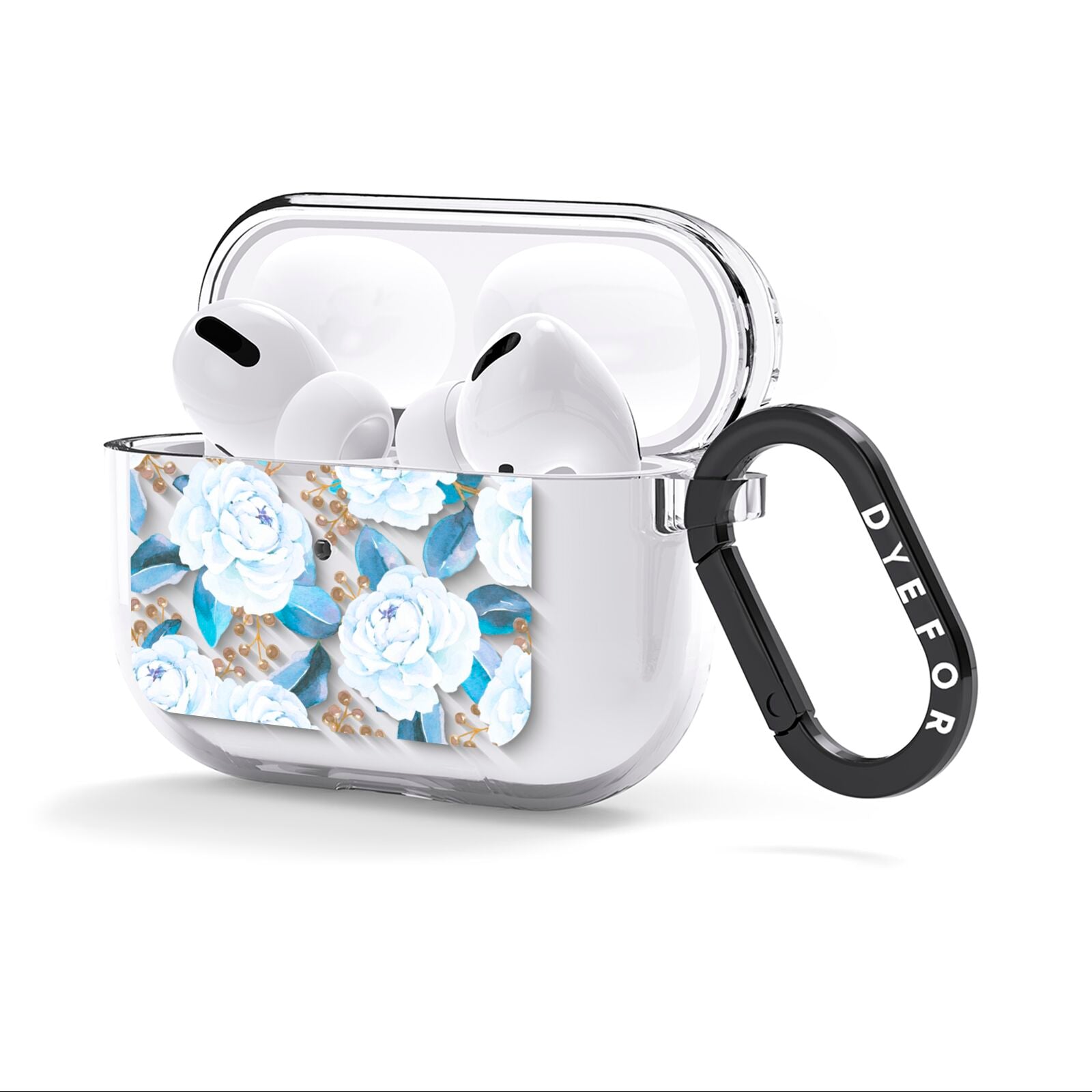 White Peonies AirPods Clear Case 3rd Gen Side Image